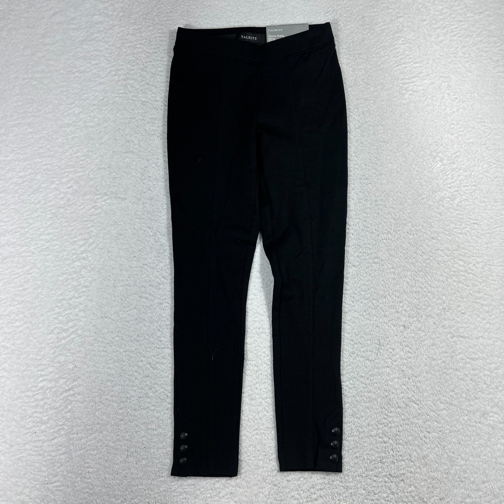 Talbots Pants Womens P24x24.5 Black Skinny Ankle Pull On Stretch Work Casual NWT